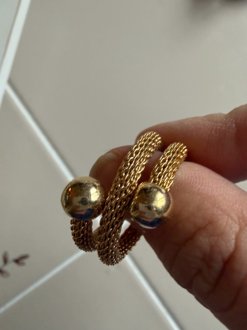 Agatha Gold-Tone Mesh Wrap Ring with Polished Spheres